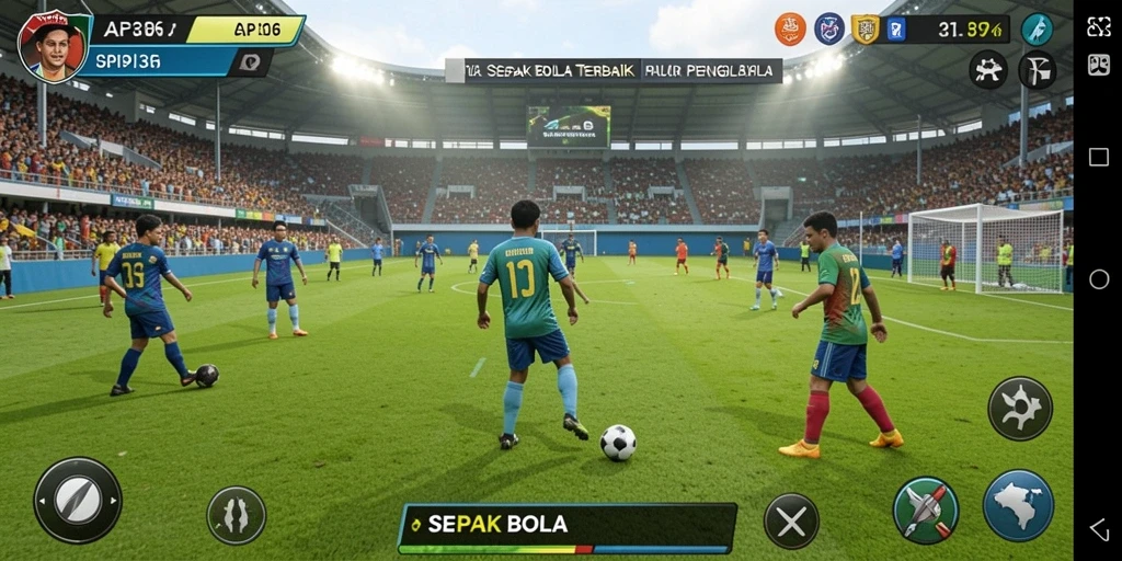 Tampilan antarmuka permainan Sepak Bola yang modern dan intuitif.