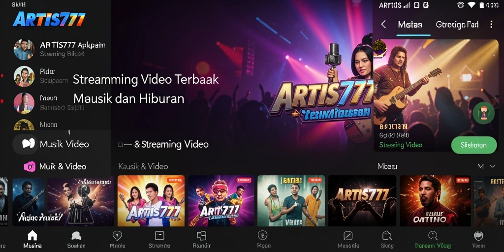 Tampilan antarmuka ARTIS777 menampilkan fitur Streaming Video yang user-friendly.