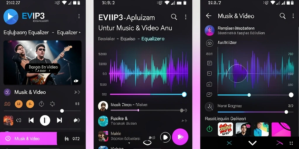 Tampilan antarmuka aplikasi EVIP3 dengan fitur Equalizer yang lengkap.