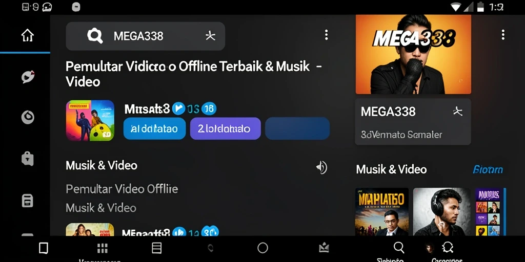 Tampilan antarmuka MEGA338 dengan fungsi Pemutar Video Offline.