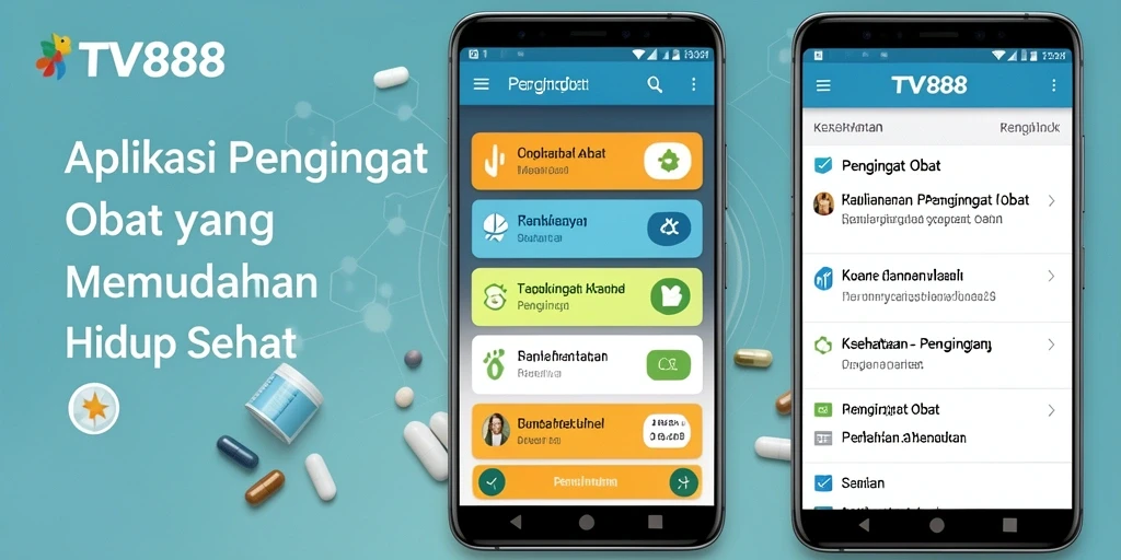 Tampilan antarmuka TV888 yang sederhana dan fungsional untuk pengingat obat.
